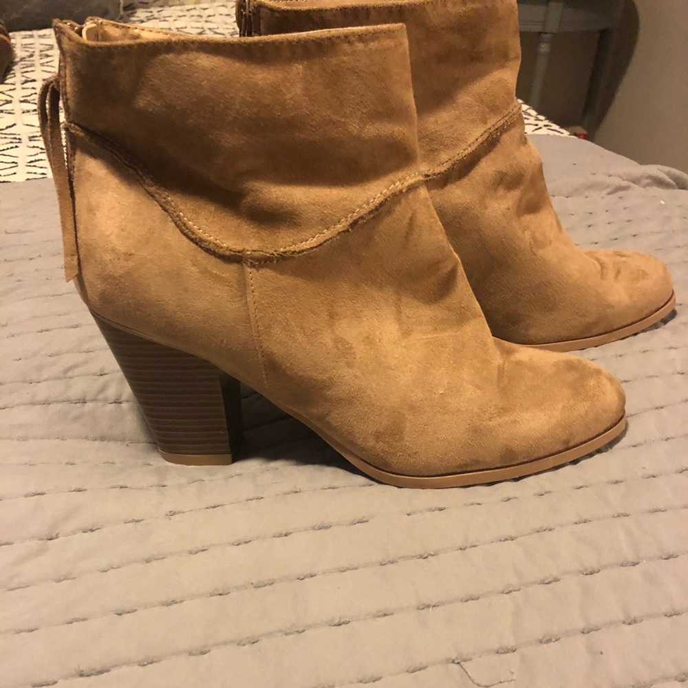 Tan heeled booties